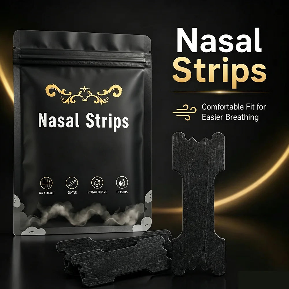 Black Nasal Strips Comfortable Nose Strips for Easier Breathing Easy To Apply Gentle Fit for Night & Daily Use