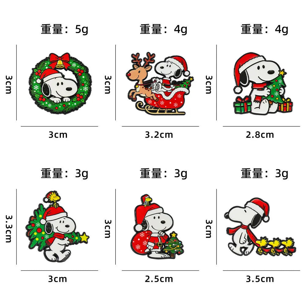 Cute Puppy Christmas Enamel Pins (6 pcs)