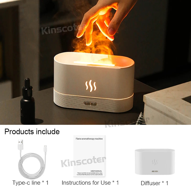 Flame Aroma Diffuser & Humidifier – 7 Color USB Desktop Diffuser