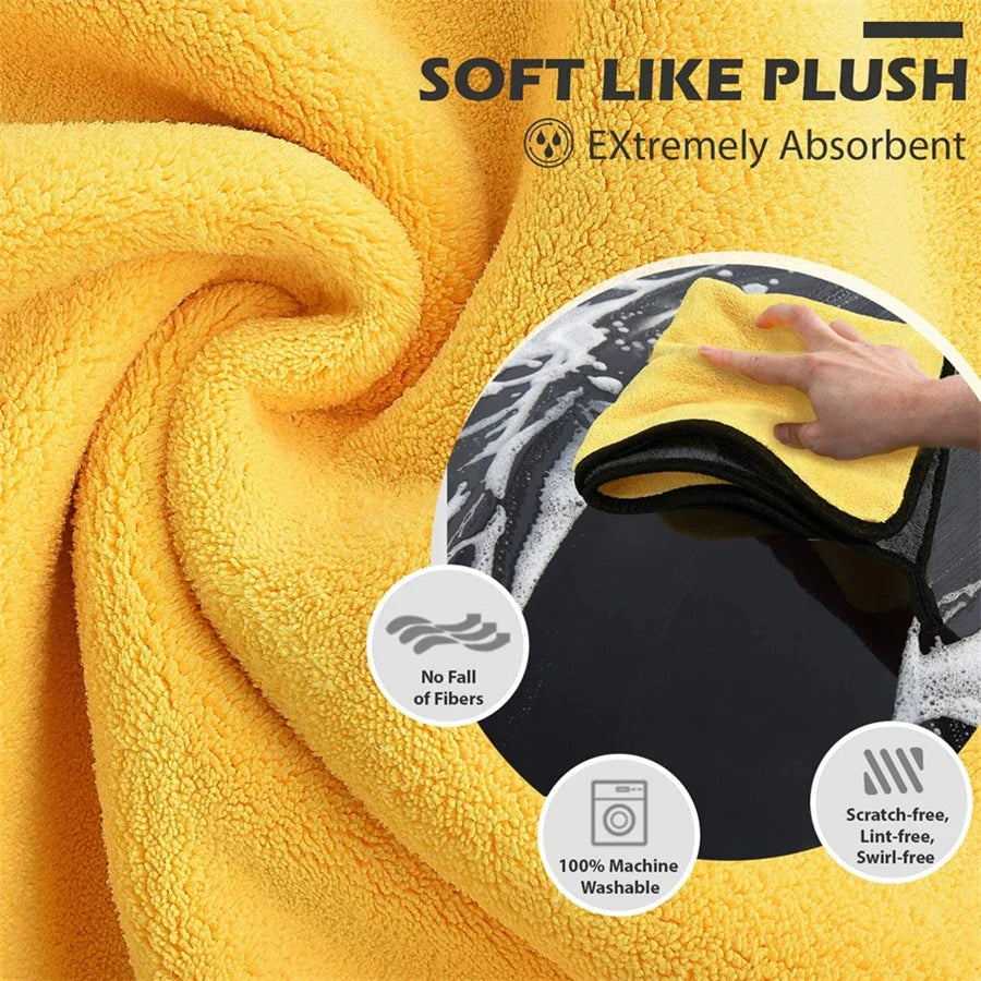 Microfiber Car Drying Towels – Thick Double-Layer Cleaning Cloths