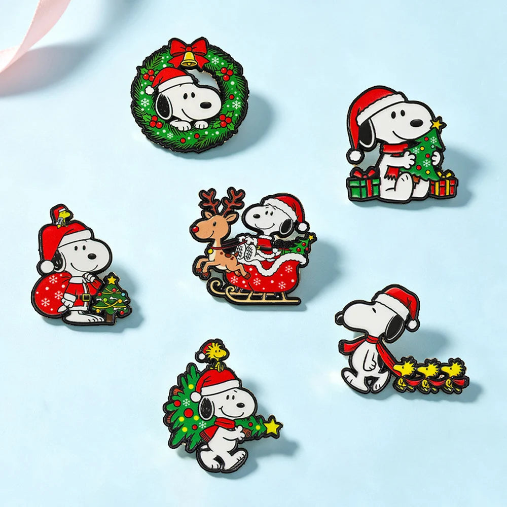 Cute Puppy Christmas Enamel Pins (6 pcs)