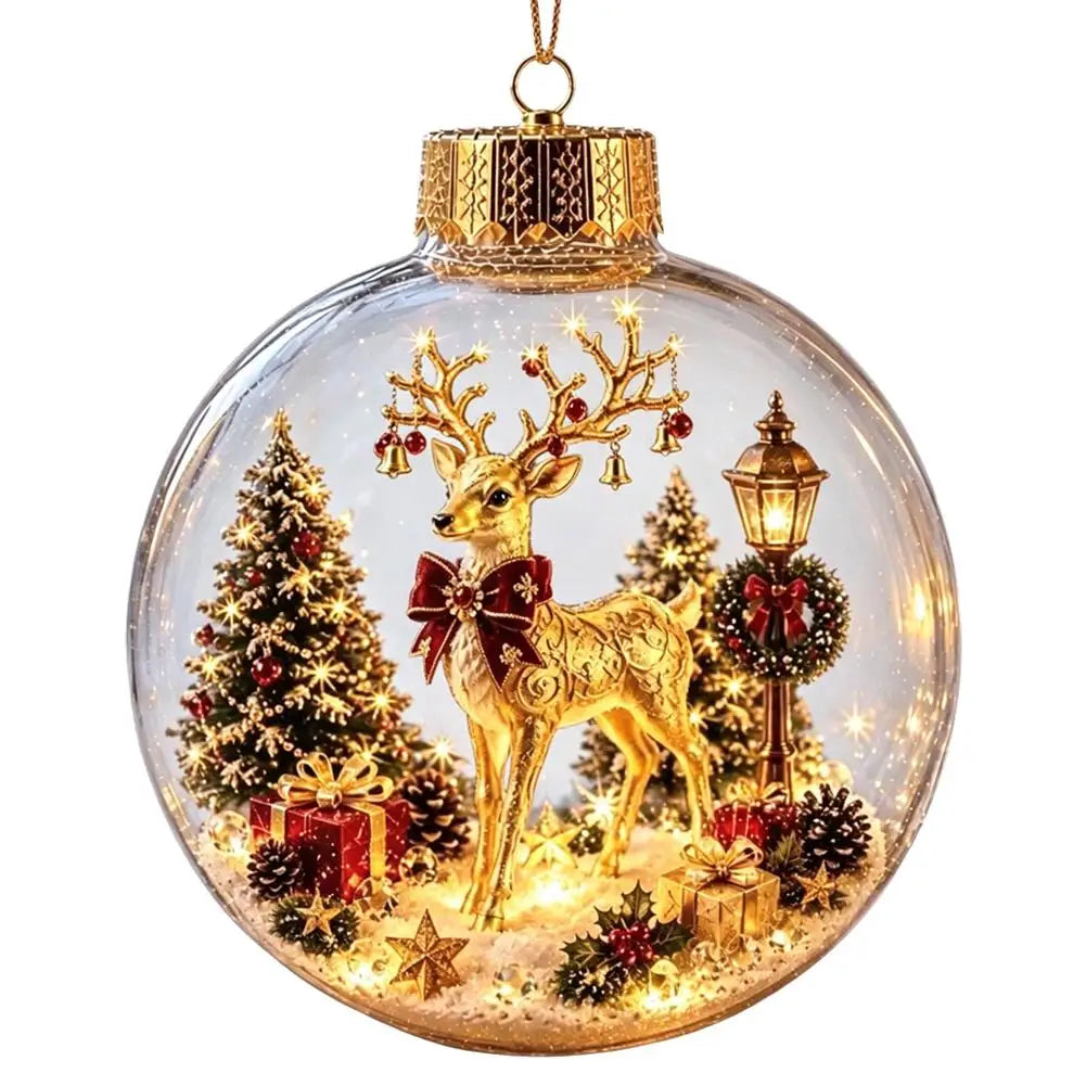 Light-Up Acrylic Christmas Ball Ornament 8 cm – Santa Design