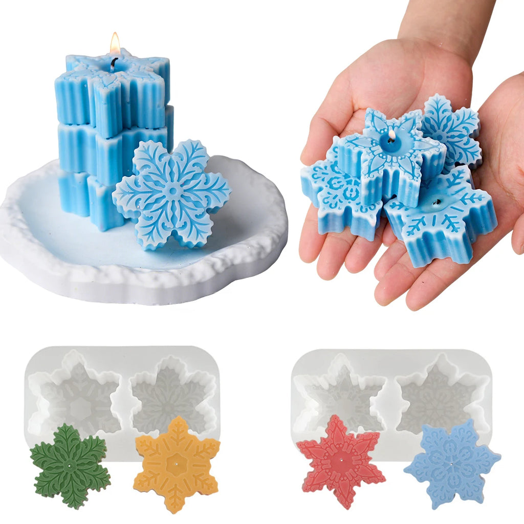 3D Snowflake Silicone Candle Mold – Christmas Ornament Making