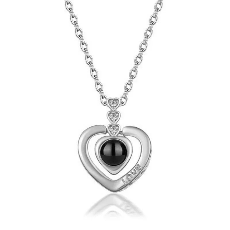 "I Love You" Projection Necklace – 100 Languages Heart Pendant