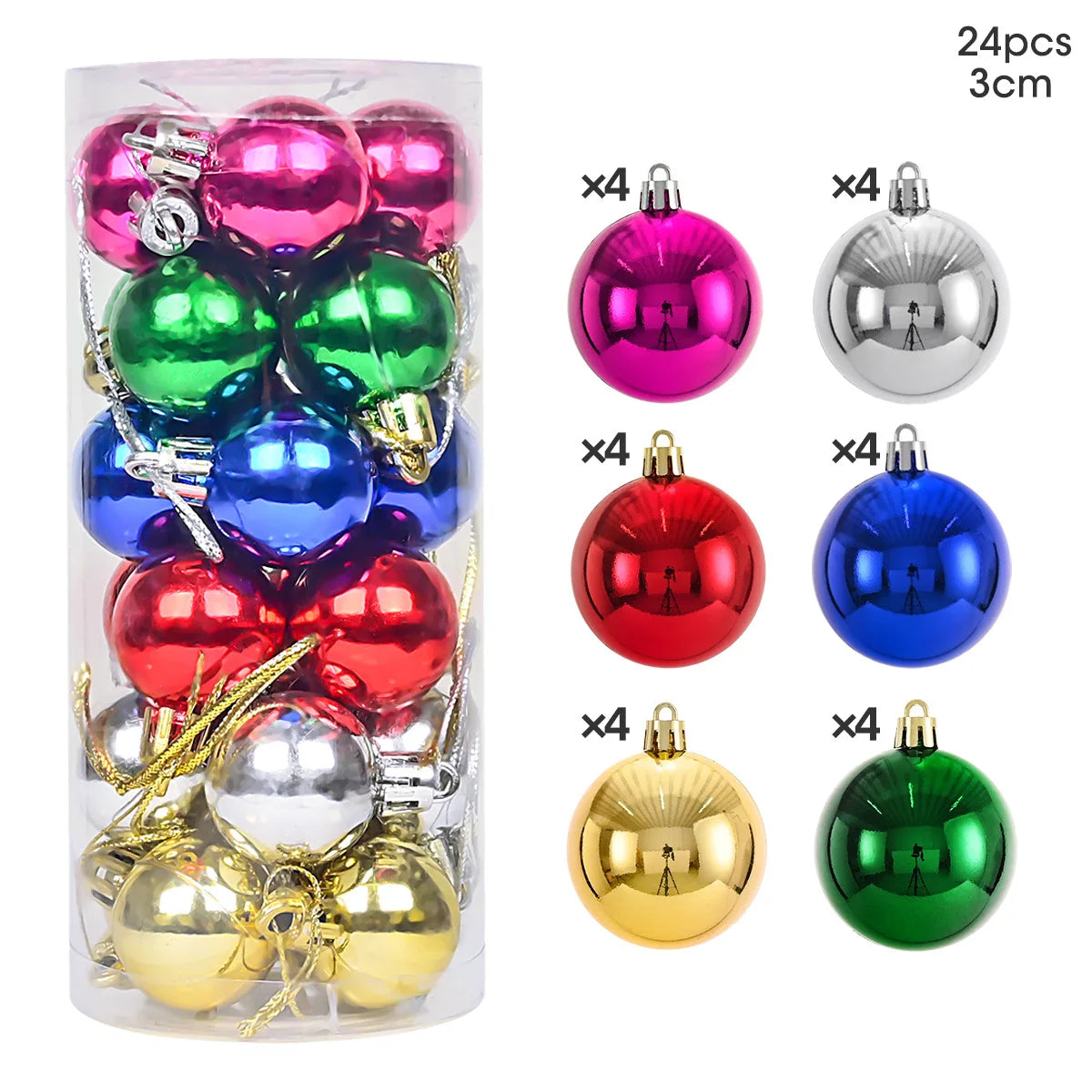 Mini Christmas Ball Ornaments 3 cm (24 pcs)