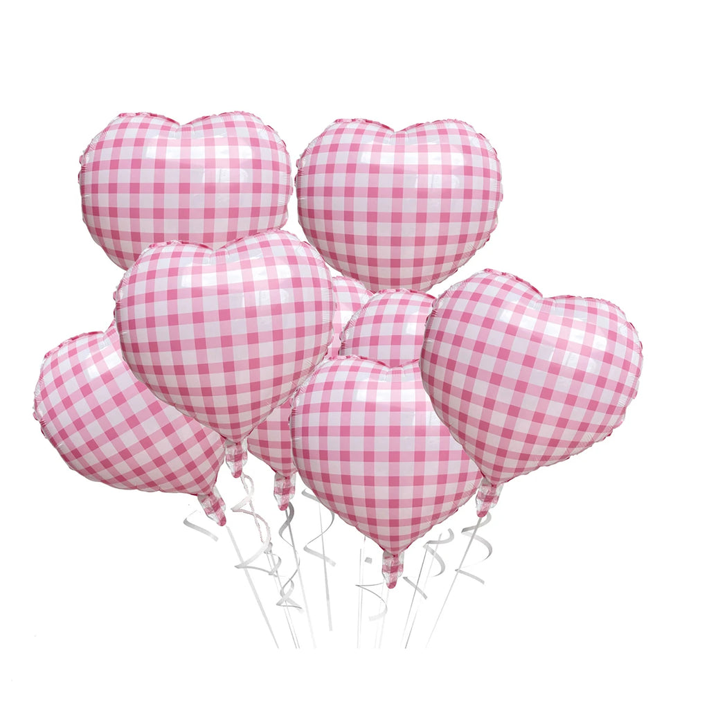 Heart Foil Balloons 18" (10 pcs) – Pink & Sage Green