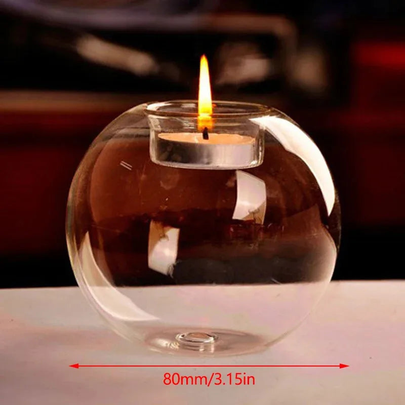 Round Glass Candle Holder – Table Centerpiece Decor