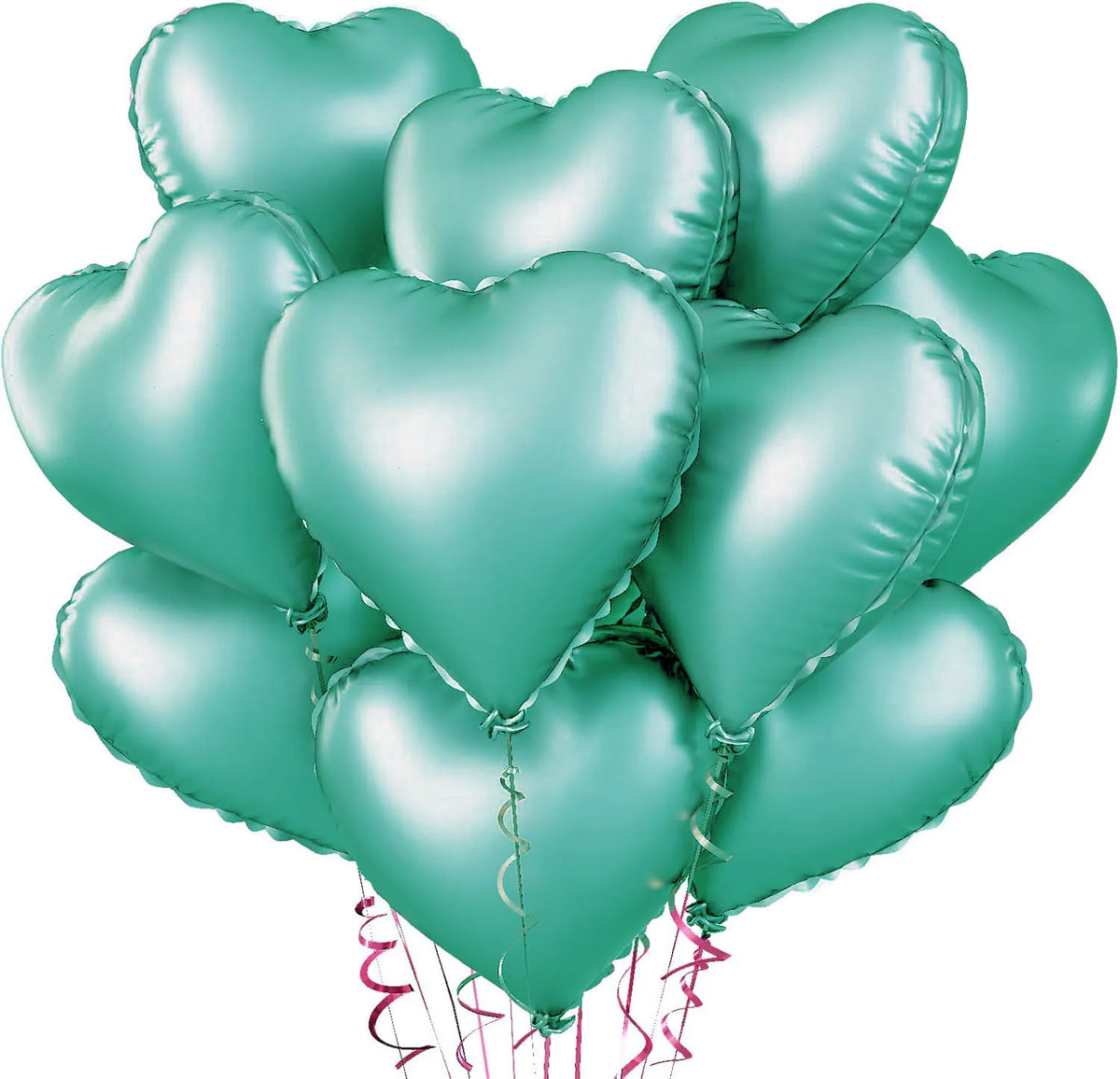 Heart Foil Balloons 18" (10 pcs) – Pink & Sage Green