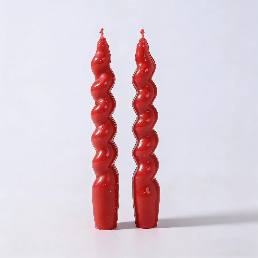 Spiral Taper Scented Candles (2 pcs) – Soy Wax Table Decor