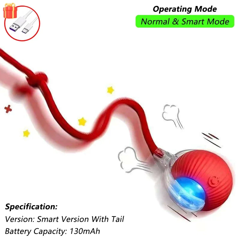 Automatic Rolling Cat Ball with Tail – Rechargeable Interactive Toy
