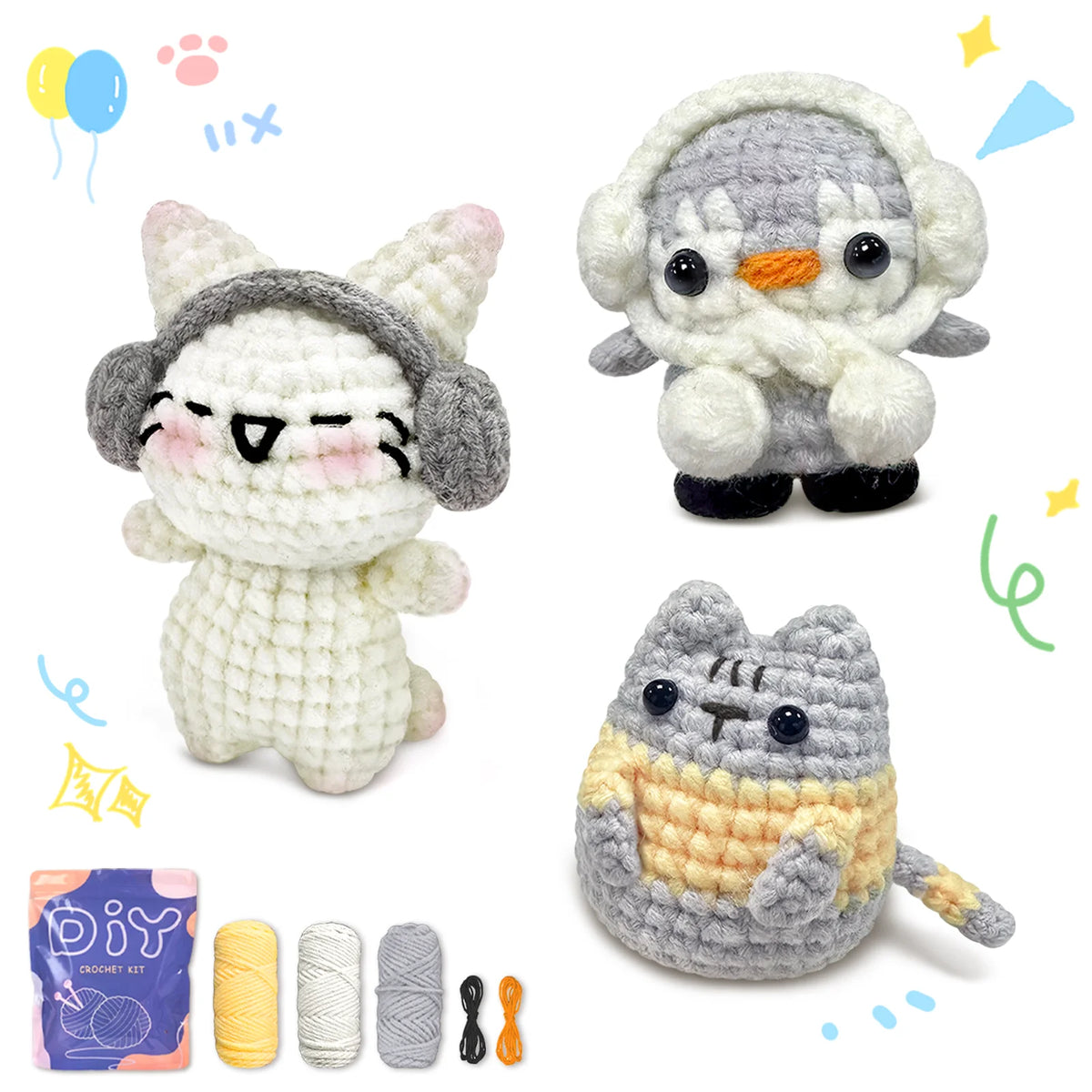 Crochet Kit for Beginners – Animal Amigurumi Starter Set