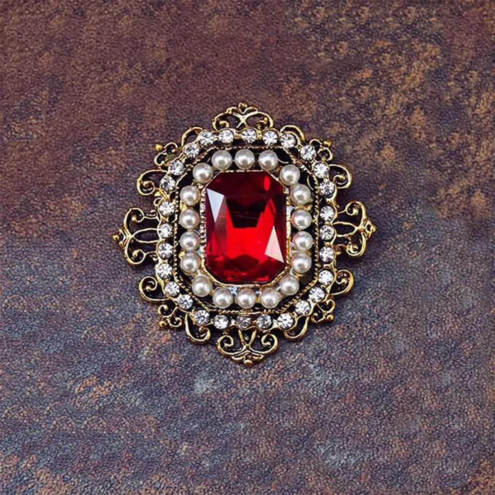 Vintage Rhinestone & Pearl Brooch for Women