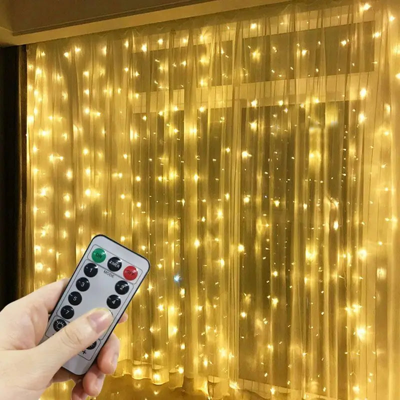 USB LED Curtain Fairy Lights with Remote – 8 Modes Christmas Decor