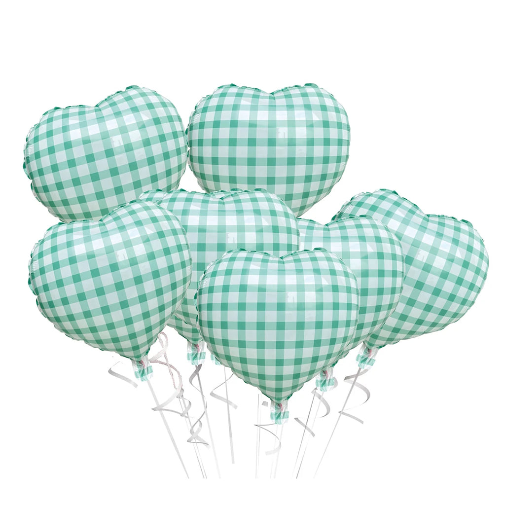 Heart Foil Balloons 18" (10 pcs) – Pink & Sage Green