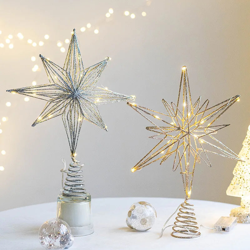 LED Star Christmas Tree Topper with String Lights