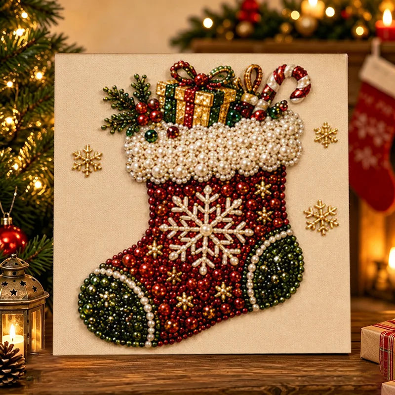 Christmas Pearl Art Kit with Frame – DIY Craft for Home Decor