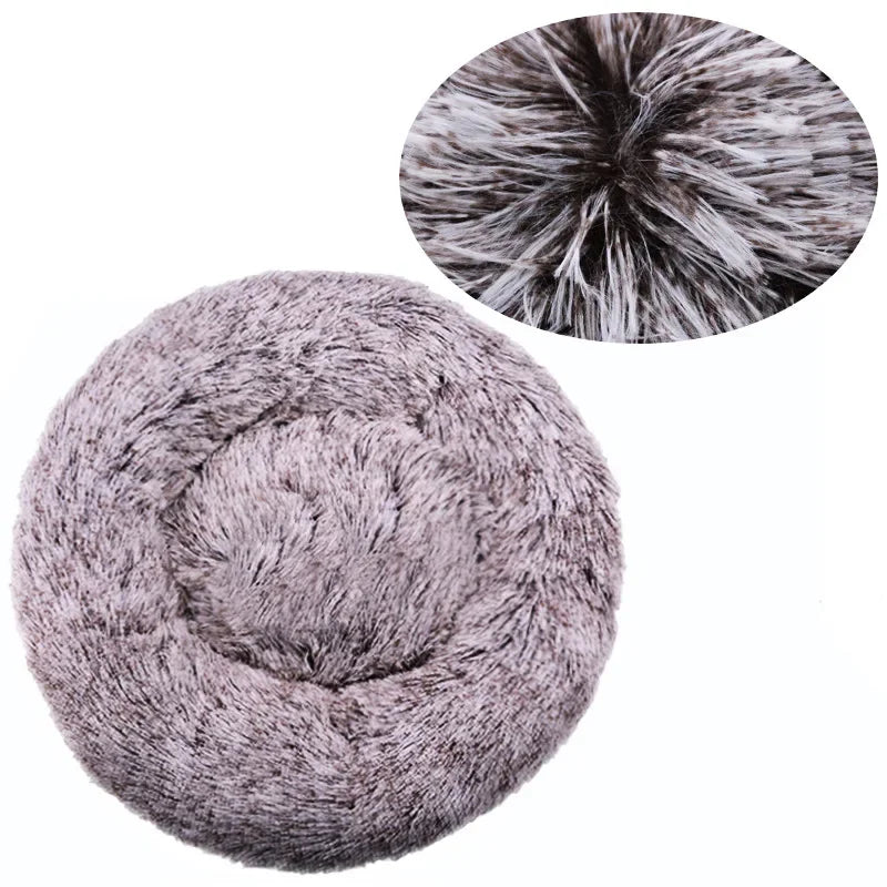Round Plush Pet Bed 40–90 cm – Soft Warm Bed for Dogs & Cats
