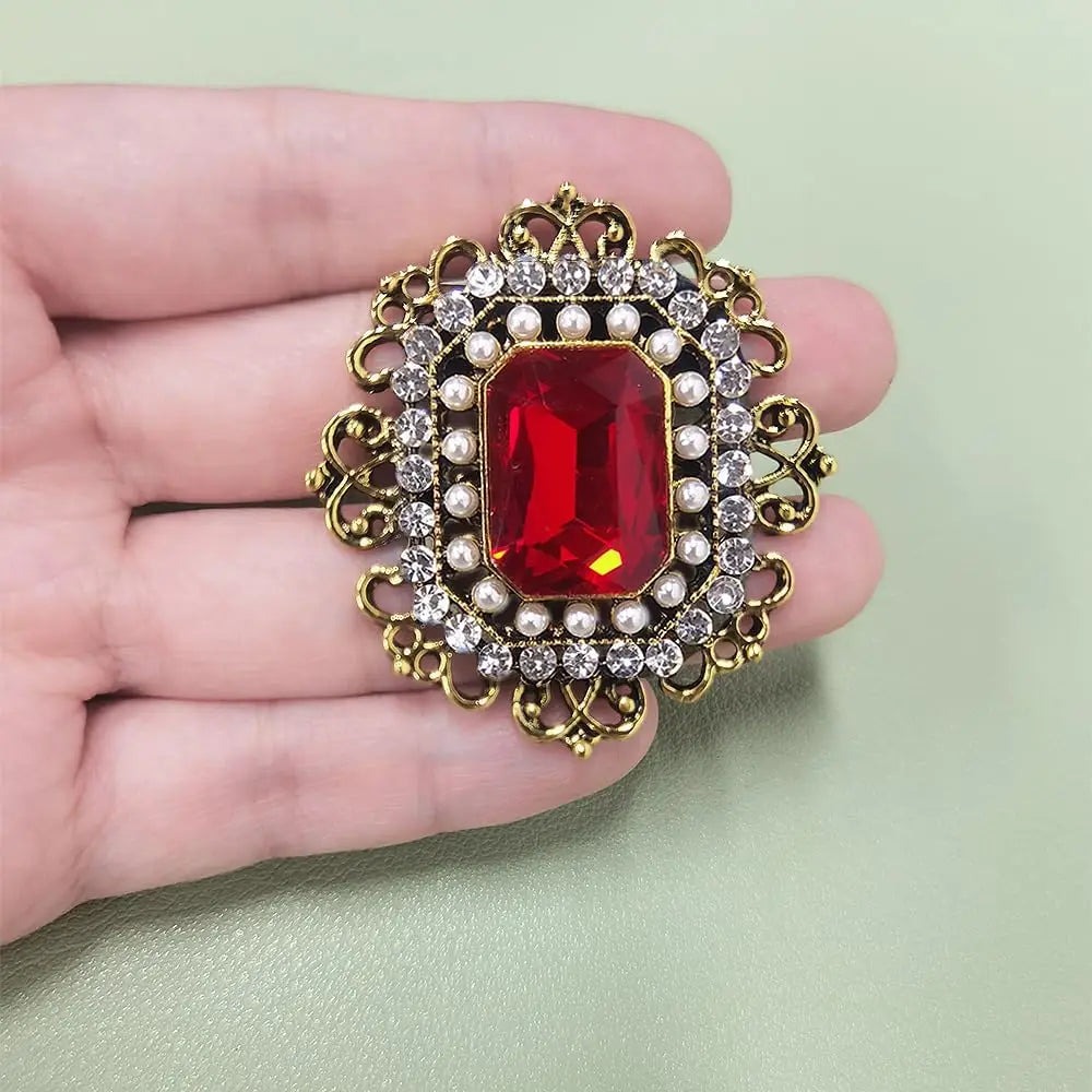 Vintage Rhinestone & Pearl Brooch for Women
