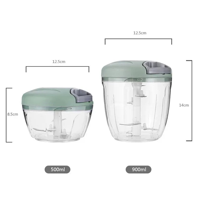 Manual Food Chopper 500/900 ml – Garlic, Onion & Meat Mincer