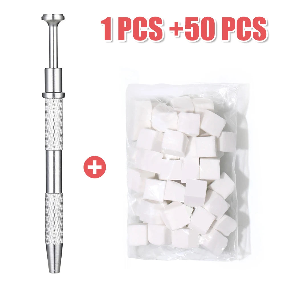 4 Claw Metal Grabber Reacher Tool White Nail Art Tools with 50Pcs/200Pcs Mini Nail Sponges Blocks Nail Buffer for Home Improveme