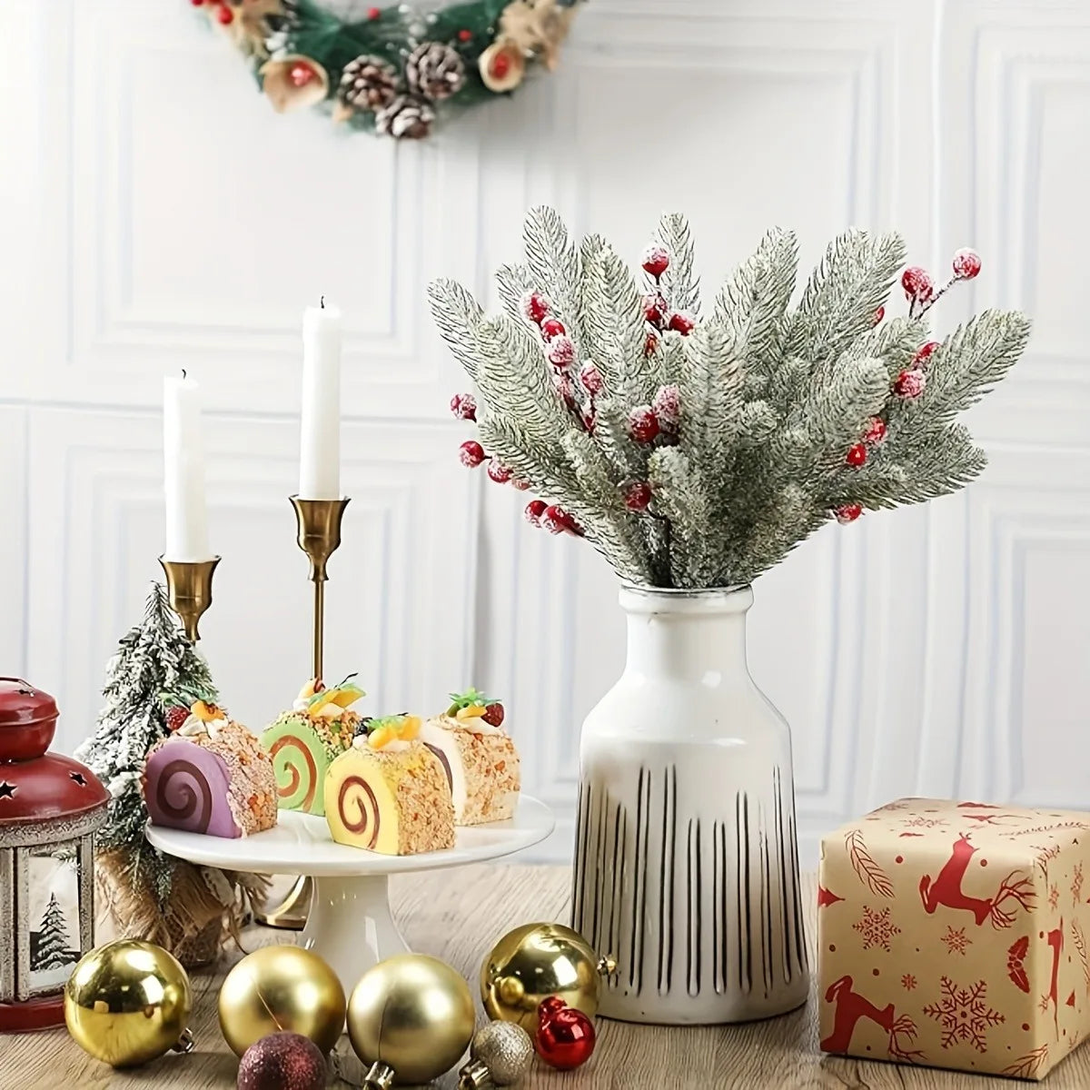 Snowy Pine & Berry Picks – Christmas Tree & Wreath Decor