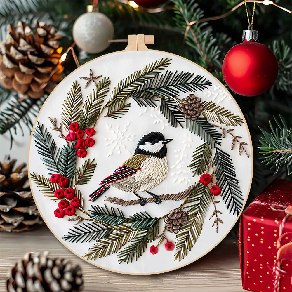 Christmas Embroidery Kit for Beginners – Wreath & Winter Designs