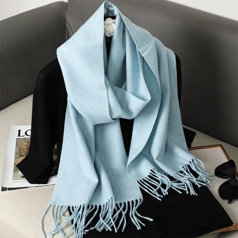Cashmere-Feel Winter Scarf with Tassels – Warm Pashmina Shawl