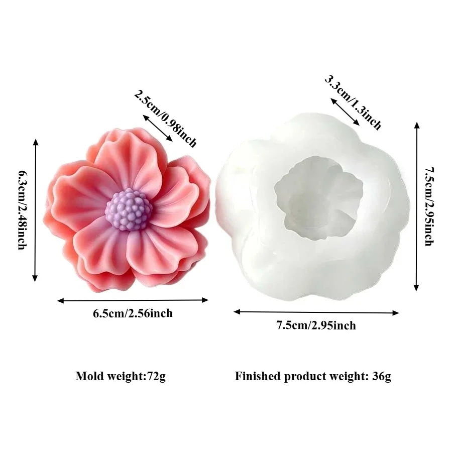 Large Peony & Rose Silicone Candle Mold – DIY Candle & Soap Making