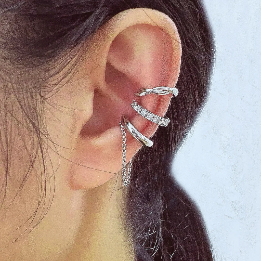 Rhinestone Clip-On Earrings Set (3 Pairs) – No Piercing Needed