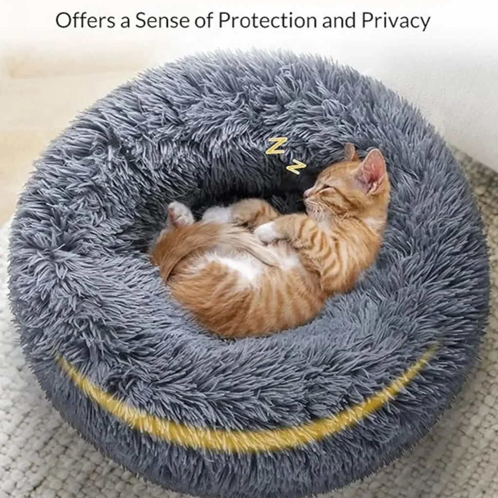 Round Plush Pet Bed 40–90 cm – Soft Warm Bed for Dogs & Cats