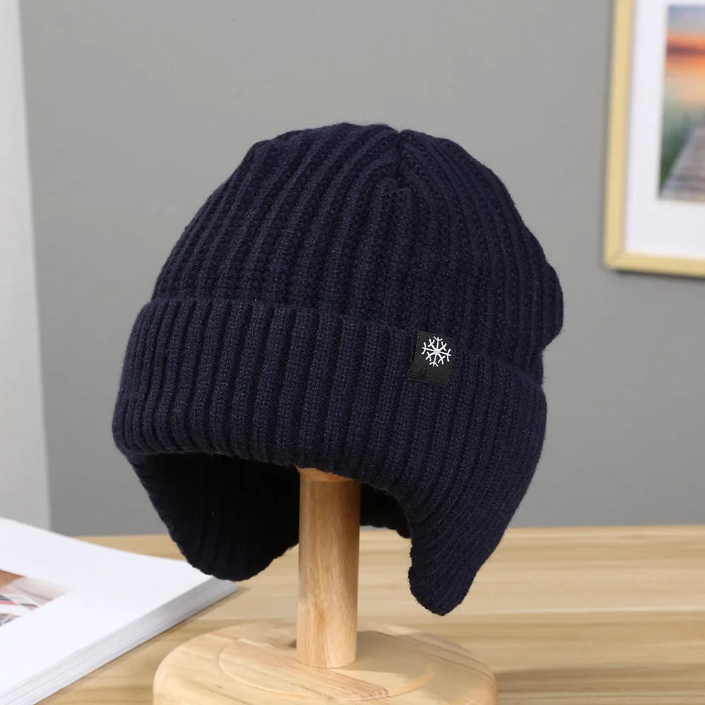 Men's Knitted Winter Hat with Earflaps – Fleece Lined
