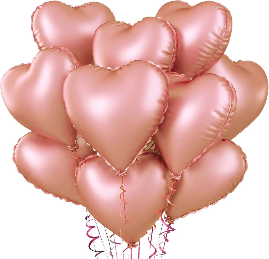 Heart Foil Balloons 18" (10 pcs) – Pink & Sage Green