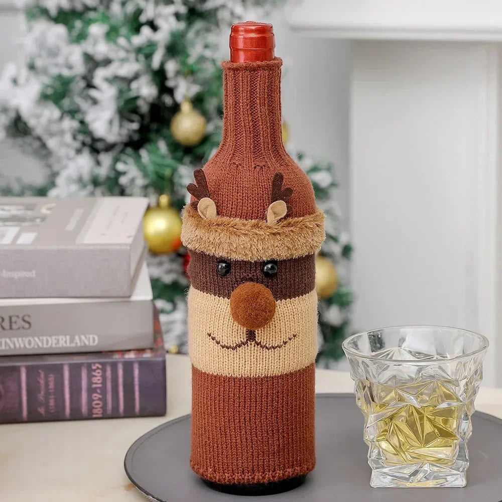 Christmas Wine Bottle Covers – Santa & Snowman Table Decor