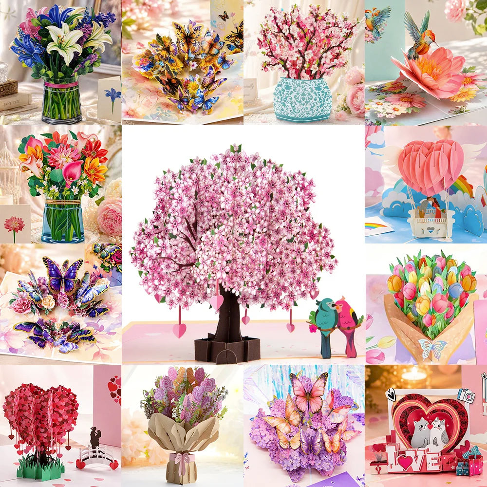 3D Pop-Up Flower Greeting Card – Handmade Card for Any Occasion
