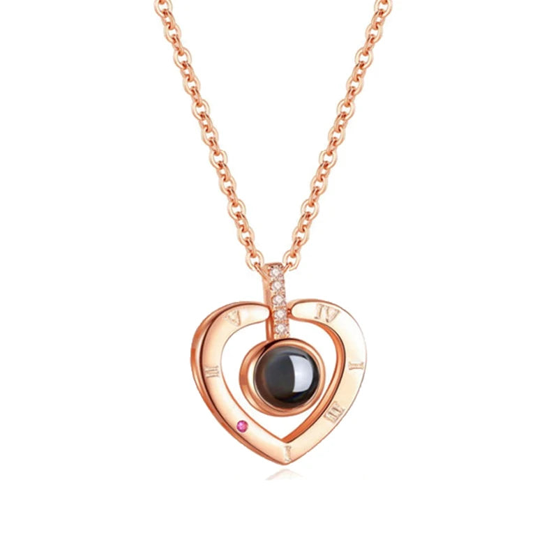 "I Love You" Projection Necklace – 100 Languages Heart Pendant