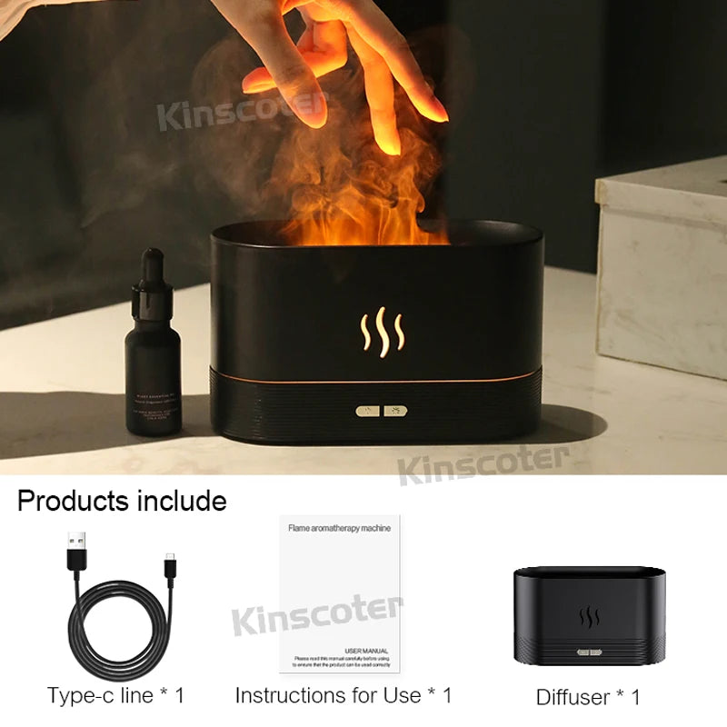 Flame Aroma Diffuser & Humidifier – 7 Color USB Desktop Diffuser
