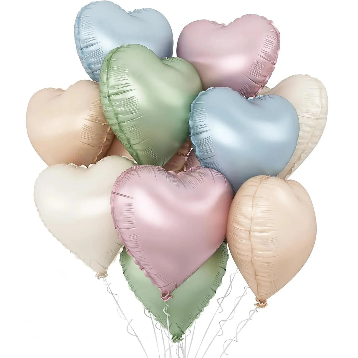 Heart Foil Balloons 18" (10 pcs) – Pink & Sage Green