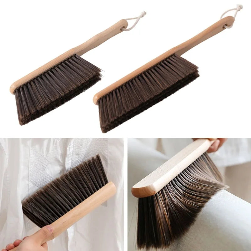 Natural Wood Bristle Brush – Anti-Static Coffee & Desk Brush