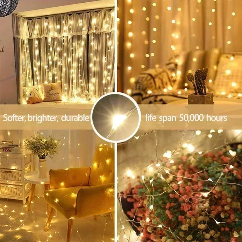 USB Curtain Fairy Lights with Remote – Window & Wall Christmas Lights