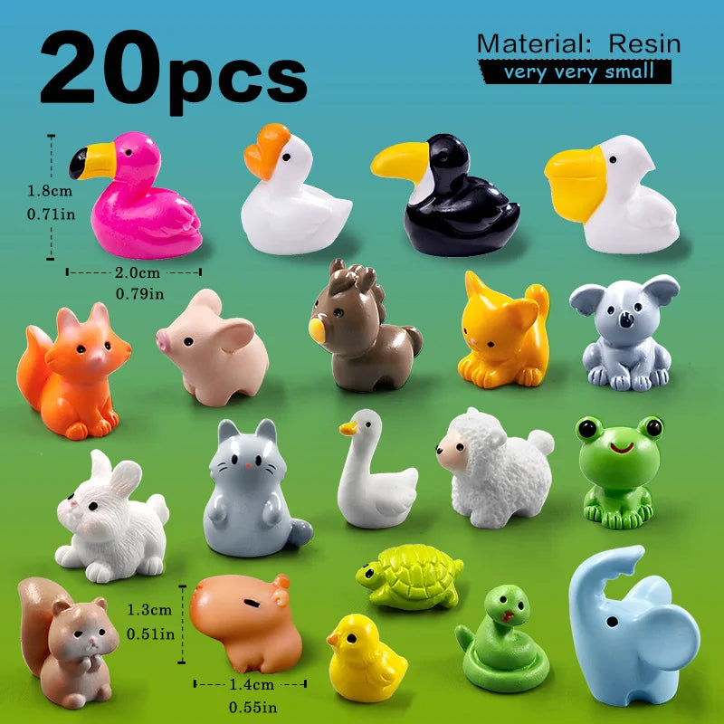 Mini Animal Figurines (20 pcs) – Fairy Garden & Christmas Decor