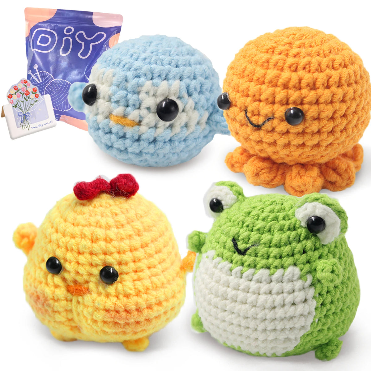 Crochet Kit for Beginners – Animal Amigurumi Starter Set