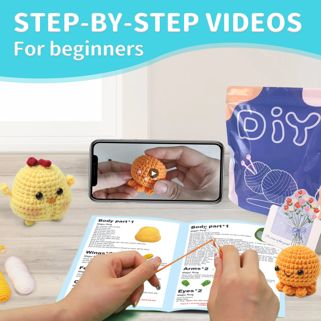 Crochet Kit for Beginners – Animal Amigurumi Starter Set