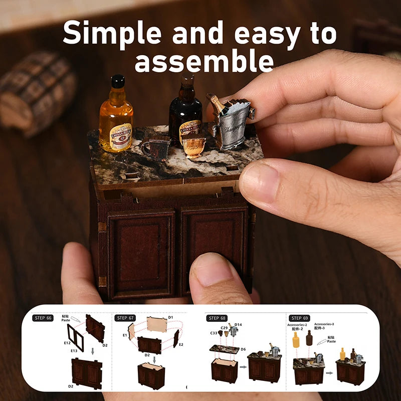 DIY Miniature Wooden Dollhouse Kit with LED Light – 3D Puzzle Gift