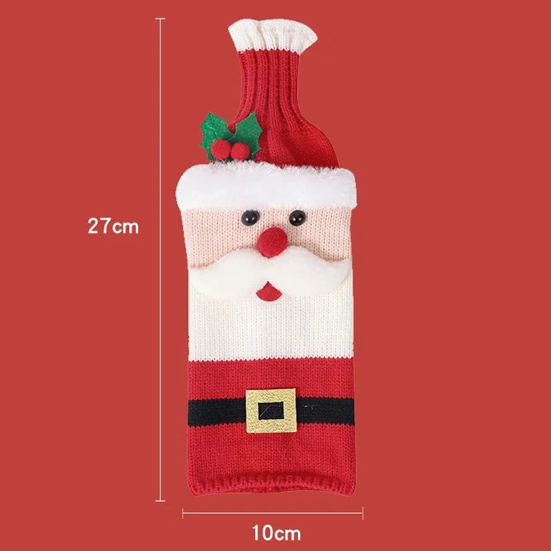 Christmas Wine Bottle Covers – Santa & Snowman Table Decor