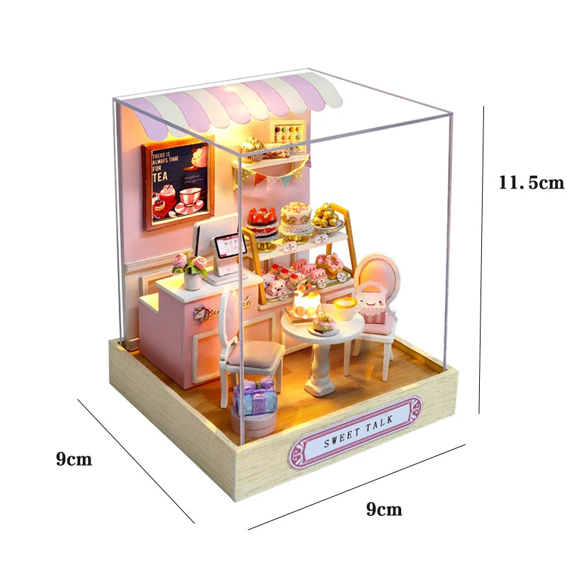 DIY Miniature Wooden Dollhouse Kit with LED Light – 3D Puzzle Gift