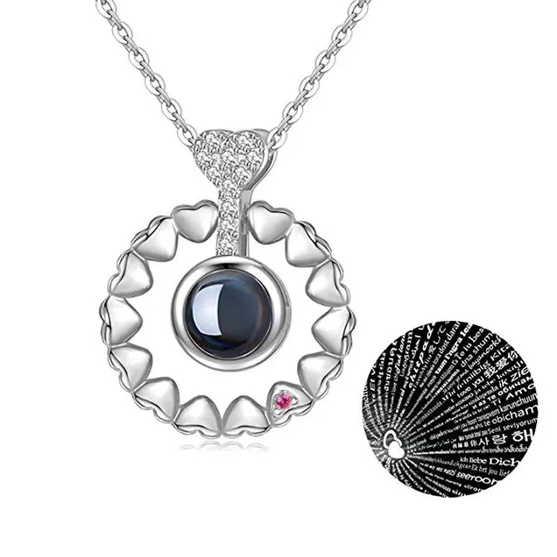 "I Love You" Projection Necklace – 100 Languages Heart Pendant