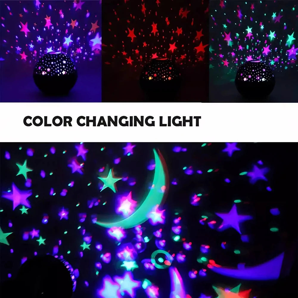 Starry Moon LED Projector Night Light – 7 Color Modes