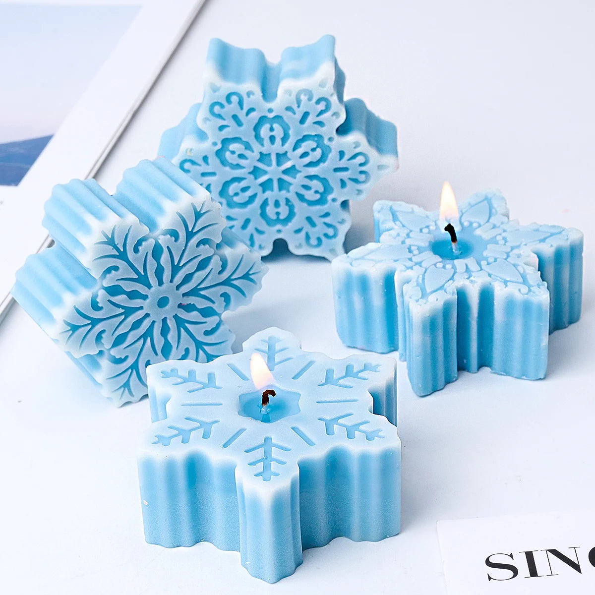 3D Snowflake Silicone Candle Mold – Christmas Ornament Making