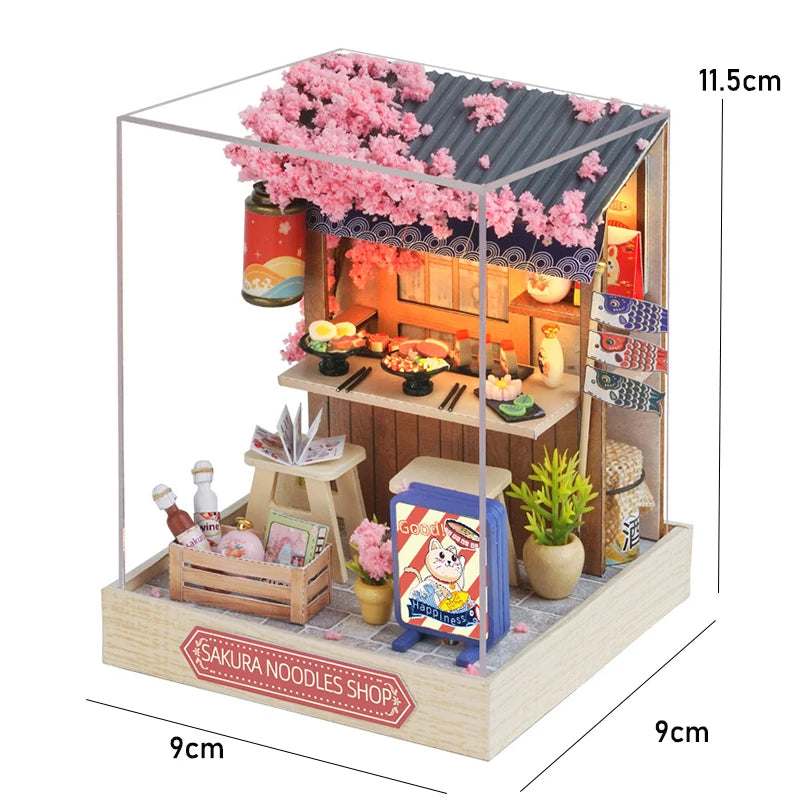 DIY Miniature Wooden Dollhouse Kit with LED Light – 3D Puzzle Gift