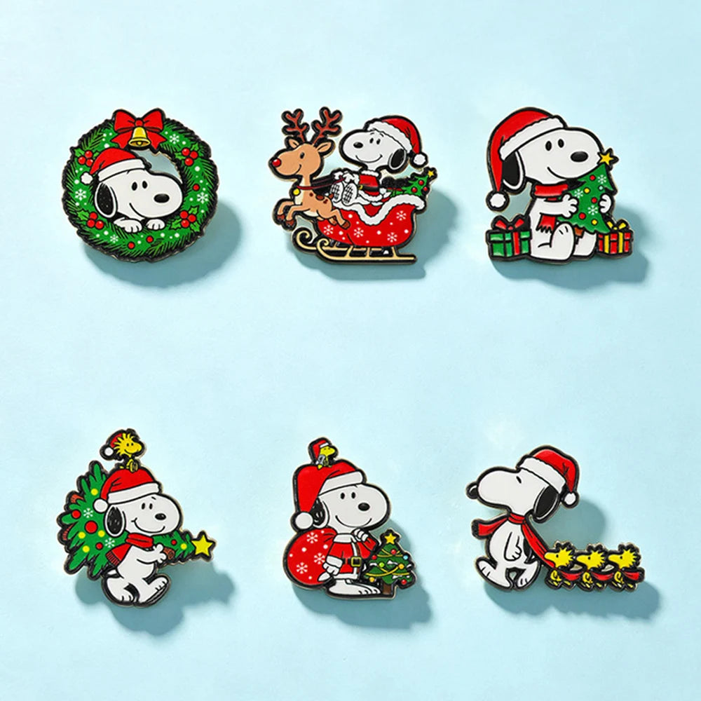 Cute Puppy Christmas Enamel Pins (6 pcs)